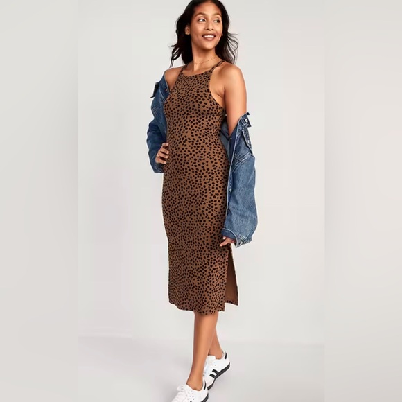 Old navy midi side split leopard print midi dress - Picture 7 of 7